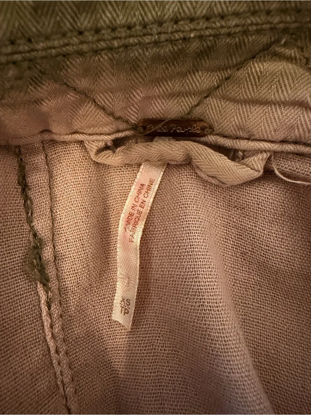 Free People Olive Brown Utility Jacket with Button Front